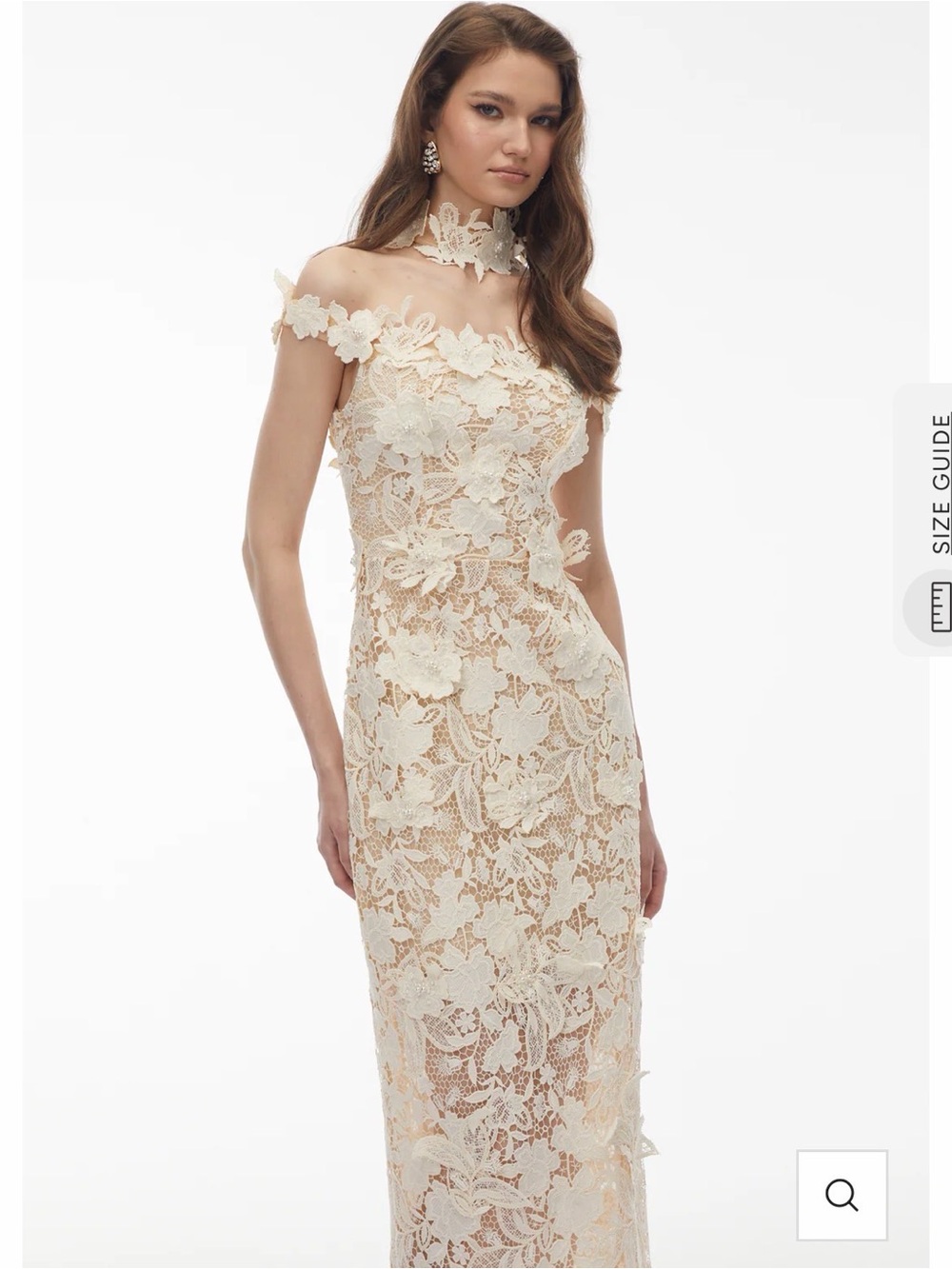Elegant Cream Lace Off-Shoulder Evening Dress